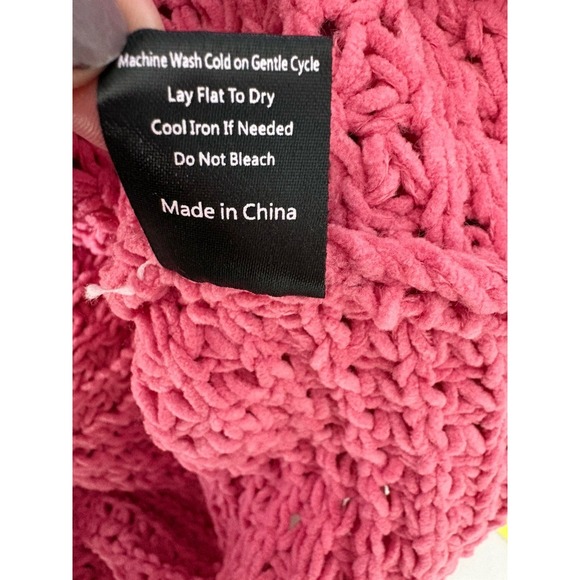 POL Pink Chunky Knit Oversized Cropped Long Sleeved Sweater Small Style YST586 - Picture 4 of 8